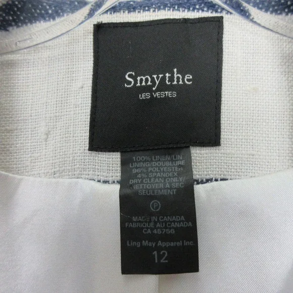 Smythe Women's Duchess 100% Linen *Stain Striped Blazer Nautical Size 12 - Picture 4 of 16